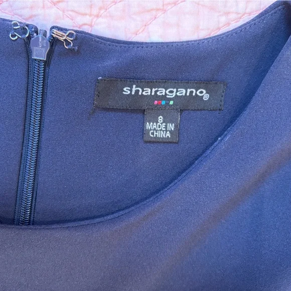 Sharagano Navy Blue Ruffle Dress - Picture 5 of 5